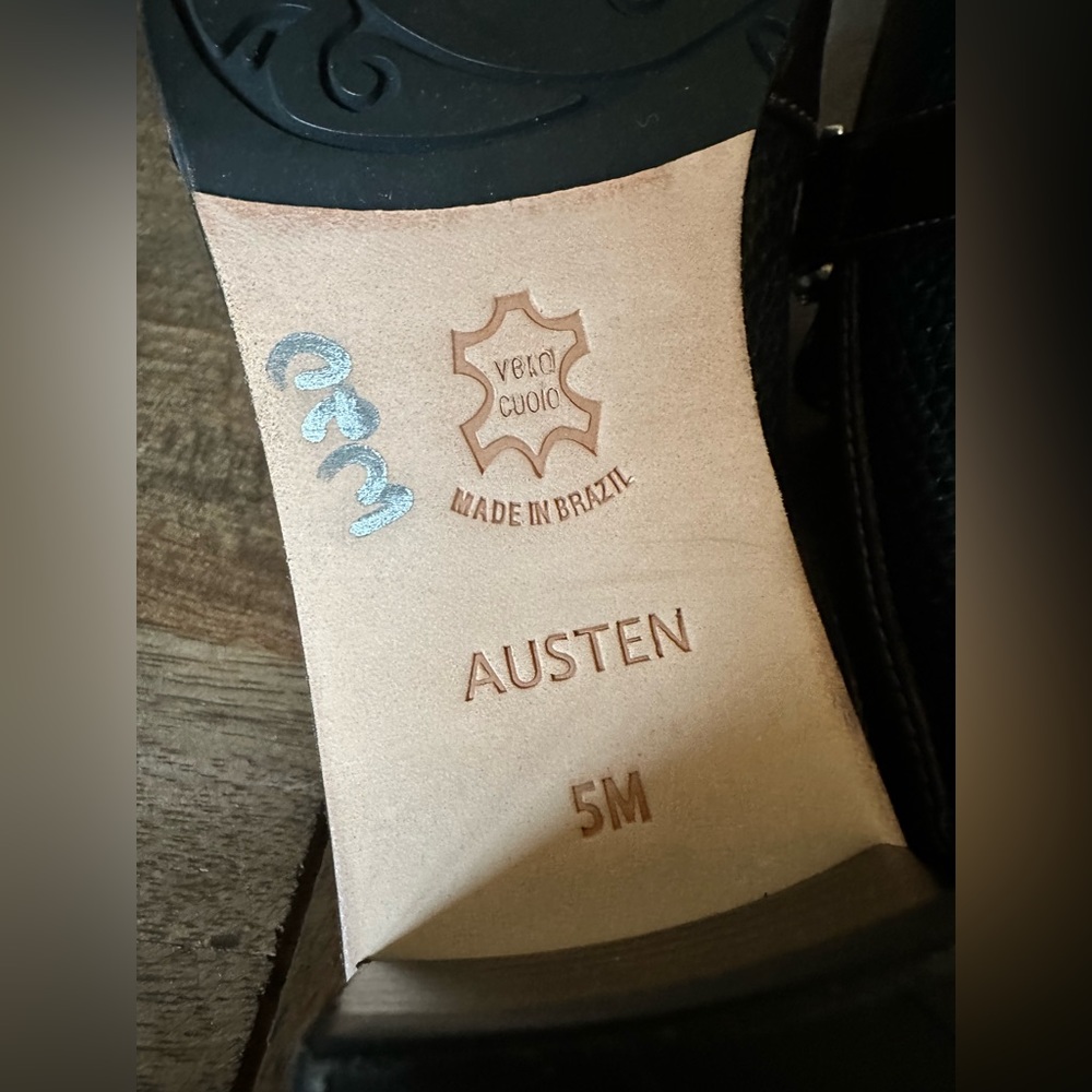 Brighton Austen Mules Brown Croc And Black Leather Open Back Slip On Sz 5 - Picture 13 of 13